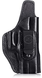 Multifit Open-top IWB/OWB Leather Holster with Steel Clip 1.5 Black, Right Hand, Size 2218