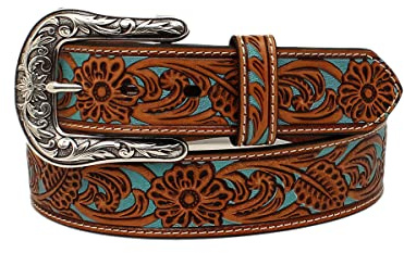 ARIAT Damen Gürtel 1-1/2 Floral Overlay Türkis Unterlage