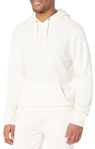Amazon Essentials Sudadera ligera de rizo francés de manga larga con capucha para hombre, color blanco cáscara de huev