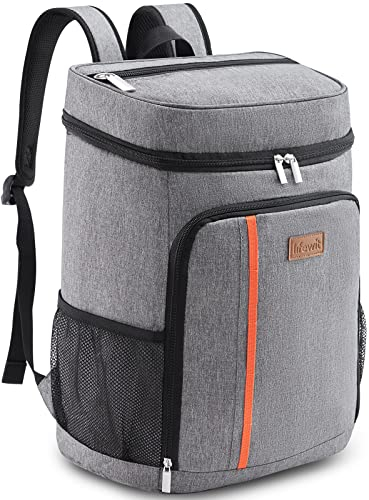 Lifewit Zaino Termico Impermeabile 30L Morbido Zaino Frigo Borsa Frigo Leggera a Prova di Perdite per Uomo e Donna per Lavoro Picnic Spiaggia Campeggio Viaggi Attività all'Aperto, Grigio