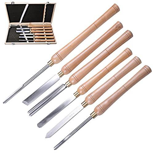 6 Stück HSS Drechselmesser Set, Holz Schnitzwekzeug Hochgeschwindigkeitsstahl Im Holzkoffer, Drechseleisen-Satz Stechbeitel Set Drechseleisen Drechselbank Werkzeug Drechselbeitel
