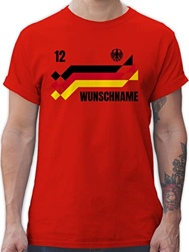 T-Shirt Herren - 2026 Fussball WM Fanartikel - Deutschland Trikot mit Name und Nummer Germany - XXL - Rot - Deutschland-t-Shirt em Tshirt 2024 fußball German Shirt Bedruckt fußball-Fanartikel