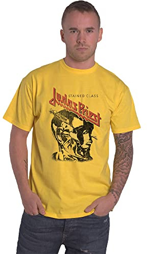 Générique Judas Priest T Shirt Stained Class Vintage Head Band Logo Officiel Homme Jaune Size S