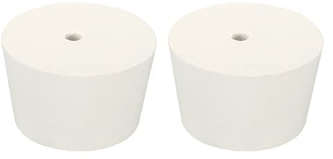 sourcing map 2Stk Gummi Konisch Stecker 51mm bis 62mm mit 8mm Loch Test Rohre Stöpsel Stopfen Weiß für Lab Haus