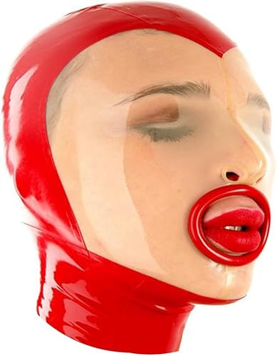 MFMYEE Transparente Bondage-Latexmaske, BDSM-Maske, Fetisch-Kopfbedeckung, Latex-Cosplay, Reißverschluss hinten