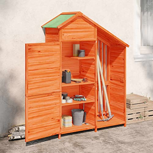Tidyard Rimessa da Giardino,Casetta da Giardino in Legno,Capanni,Capanno per Attrezzi,Armadio da Esterno,Casetta Porta Attrezzi da Esterno,Casetta in Legno,Marrone 120x53,5x170 cm Legno Massello Pino