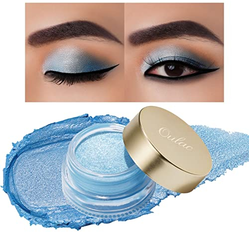 Oulac Ombretto Occhi Glitter Blu | Illuminante Viso Super Impermeabile, Lunga Durata 12 Ore, Finitura Lucida Scintillante, Formula Setosa e Idratante, Vegan |06g (02) No burden
