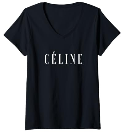 Damen Céline Hallo Mein Name ist Namensschild Vorname T-Shirt mit V-Ausschnitt