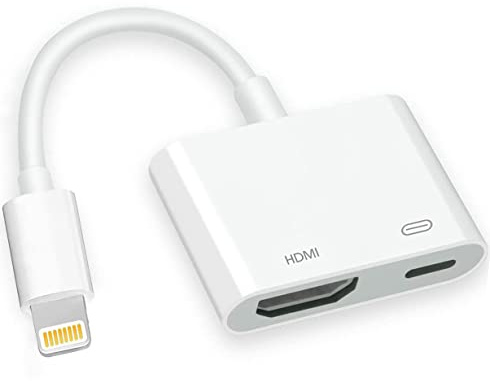Apple MFi Certified Digital AV Adapter, Lightning to HDMI Converter for iPhone 14 13 12 11 X 8 7 to HD TV/Projector/Monitor (White)