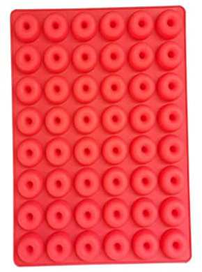 predolo Molde de Silicona para Donuts de 48 Cavidades - Práctico y Duradero, Rojo