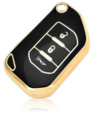 STRAFFI TPU Car Key Fob Cover Shell Protector for 2019 2020 2021 2022 2023 Jeep Gladiator Smart Remote Key Jeep Wrangler 2018-2023 (Black 3 Button)