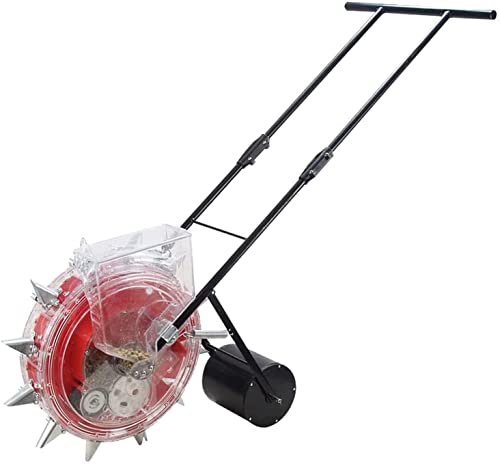 OSBELE Garden Seeder, Metal Precision Push Seeder, Adjustable Pitch Manual Seeder, Lawn And Garden Compost Spreader, for Plants Corn, Bean, Vegetables,9 holes