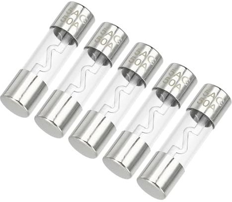 Partuto 5 Stück 10x38mm 0,39x1,50 Zoll 50A Universal AGU Glassicherung - Kfz-Sicherungsröhre zum Schutz der Stromversorgung - Metall Silberton
