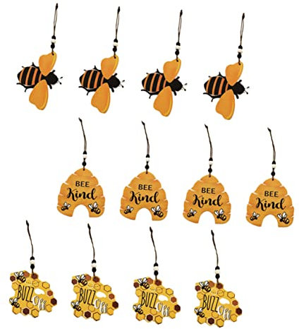 PRETYZOOM 12st Bienenfest Anhänger Wohnakzente Dekor Sonnenblumen-dekor Sonnenblumendekoration Für Zu Hause Kreative Gnomenverzierung Dekoration Tag-Tags Hölzern Holz