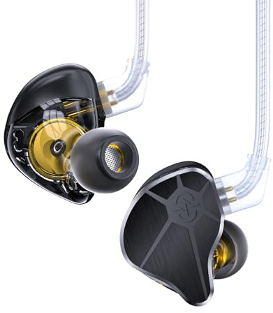 EZ EAR In Ear Monitor CCZ BC04 HiFi Ohrhörer DD & BA Dynamische Treiber Reiche Details Kabel -Ohrhörer IEM Deep Bass mit 2Pin -abnehmbarem Kabel für Telefon -PC -Musikspiele (Schwarz, kein Mikrofon)