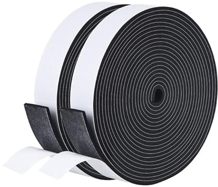 GuangTouL Wide Self Adhesive Foam Strip, 25mm x 3mm x 5m, Pack of 2 Rolls, Weatherproof Seal for Uneven Surfaces, Sound Insulation for Doors, Windows, Sheds & Garages