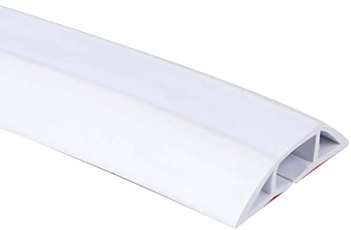 Bodenkabelabdeckung Langlebiger Balkonboden Bodenkabelmanagement, trapezförmige, leicht zu schneidende weiche PVC-Drahtabdeckung für den Boden, Kabelhohlraum-1,4 * 0,7 cm/0,6 * 0,3 Zoll/Weiß/5M