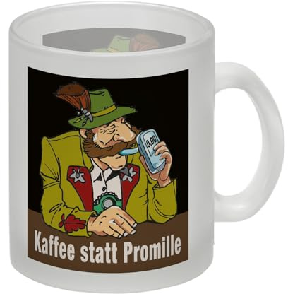 Alkoholtester Glas Tasse mit Spruch Kaffee statt Promille Lustig Praktisch Perfekt für Kaffeeliebhaber Blasen adé dank Alkoholtestgerät-Design
