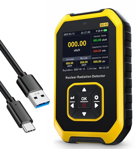 GC01 GeigerzäHler Radioaktivität Dosimeter Geiger Counter Strahlungsmessgerät Strahlenmessgerät Unterstützt drei Alarmmodi Ton Blitz und Vibration auf Kernphysik, Umweltüberwachung.