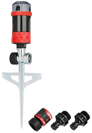 Eden 94146 4-Pattern Rotary Gear Drive Sprinkler with Step Spike Gear Drive, Heavy Duty, Gardening Watering System, Garden&Lawns, Multi Pattern, Coverage up to 4869sq.ft