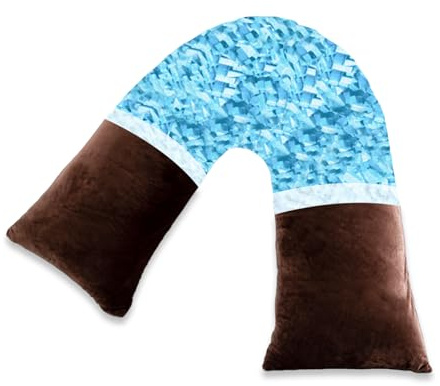 AS AWESLING Geschreddertes Memory Foam V Kissen, V Kissen für Nacken und Schulterschmerzen, Nackenstützkissen zum Schlafen, Körperkissen, V-förmiges Kissen für Erwachsene (Kaffee-Memory Foam)