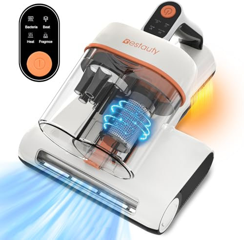 Aspirateur Anti Acariens pour Matelas avec Lumière UV, 500W Aspirateur Matelas Forte Puissance D'aspiration 7-16 kPa, Séchage à air chaud à 55°C, 99,9 % élimine des Allergènes de Lits et Canapés