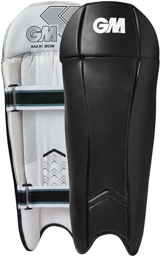 Gunn & Moore GM Cricket Wicket Keeper Keeper Keeping Pads | Maxi 606 | PVC-Verkleidung mit zweilagiger Schaumstoff-Gesichtsfüllung | Netz-Spann | Erwachsene | ca. 1,065 kg pro Paar | 1 Paar | Schwarz