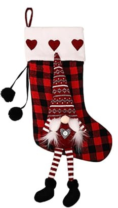 JiJiRuDU Nikolausstrumpf Kariertes Weihnachtssocken Zum Aufhängen Christmas Stockings Nikolausstrumpf Christmas Stocking Für Weihnachtsbaum Kamin Deko, Weihnachtssocken Für Weihnachten Geschenke