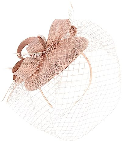 COSMEVIVI Fascinator Stirnband Mit Zartem Netzschleier Und Blumen Federn Haarschmuck Damen Für Tea Party Bankett Festliche Kopfbedeckung Abnehmbar Vielseitig Verwendbar