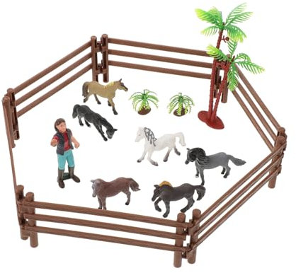 Abaodam Miniatur Stall Spielzeugset Mit Zaun Und Figuren Dekoratives Bauernhof Modell Aus Kunststoff Für Junge Mädchen DIY Stall BAU