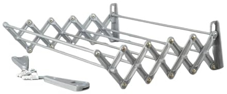 ABJ Wand-Wäschetrockner klappbar | Faltbarer Bad- und Balkontrockner aus kunststoffbeschichtetem Stahl | Platzsparender Wandtrockner mit 2 Befestigungssets und Montagematerial (Grau, 100cm)