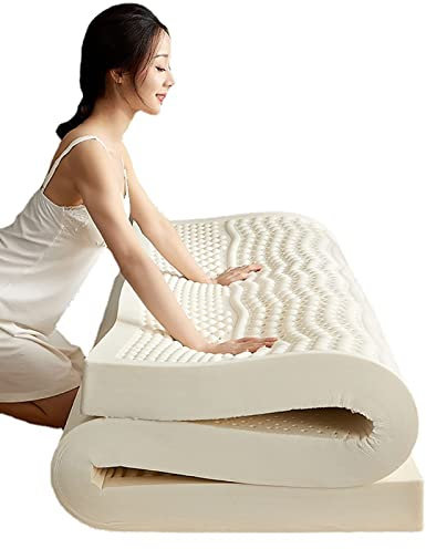 100% Natürliche Latex -Matratze Toper - Weiche Körpermassagematratze - Mittlere Festigkeit, Atmungsaktive Und Bequeme Betttopper Bei Rückenschmerzen,FUIIX54X75X4in