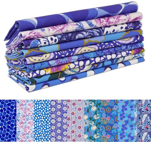 Soimoi 9st Fat Quarter Bundle 100% bomullstyg, gör-det-självtillbehör Quiltning Patchwork-tyg, Tyg för Quiltning Patchwork-kuddar Bomullstyg för Patchwork 18 x 22 - Blue Harmony