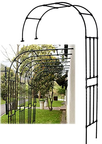 HFVUYAR Arco de jardín con Estructura metálica de 2,4 m, cenador Exterior para Rosales, Resistente a la Intemperie, para Patio, para Plantas trepadoras, Estructura de Soporte Grande (Negro)