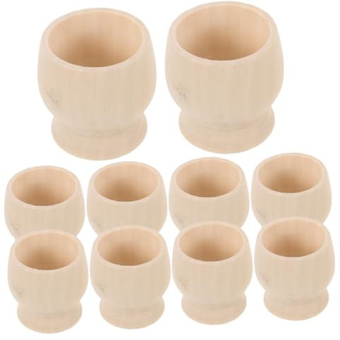 BESPORTBLE 10pièces Coquetier Bois Vierge Support à Œufs pour Garçon Fille à Personnaliser avec Peinture ou Graffiti Lot