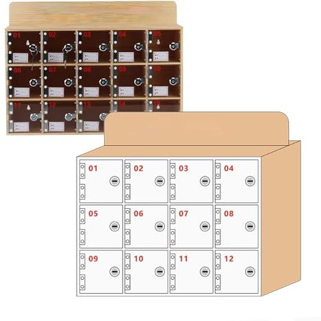 Handy-Schließfach aus Holz, Handy-Aufbewahrungsbox für das Klassenzimmer, Handyhalter, Aufbewahrungsschrank, Wandmontage, Schulhandy (12 Steckplätze)
