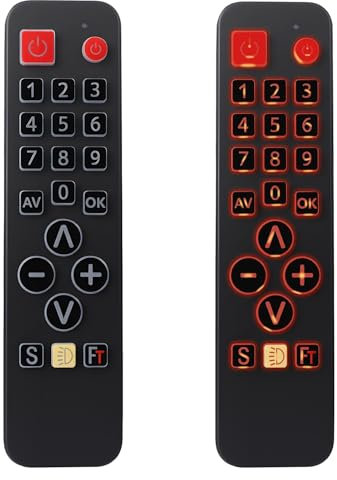 Alkia Universal Remote Control for Seniors - Big Illuminated Keys Remote Compatible with LG, Samsung, Sony, JVC, Toshiba, Sharp, Panasonic, Technika, Hitachi, Polaroid TVs - Simple and Basic Control