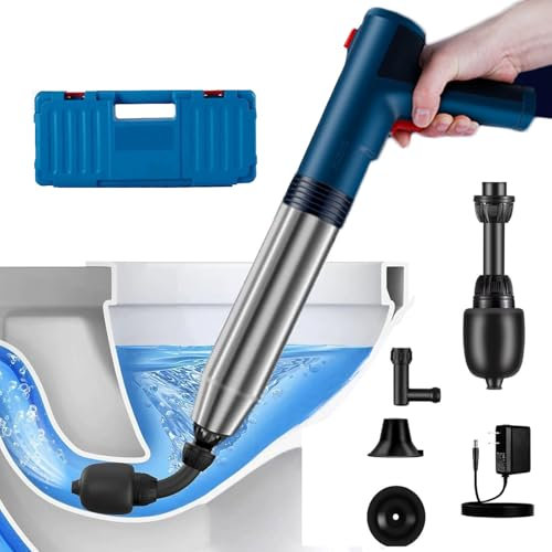 FDSDRGI Sturalavandini Portatile per WC, sturalavandino Robusto (3 testine sostituibili), Guarnizione a Palloncino + previene Gli Schizzi di liquami, stura WC e lavandino.,Red