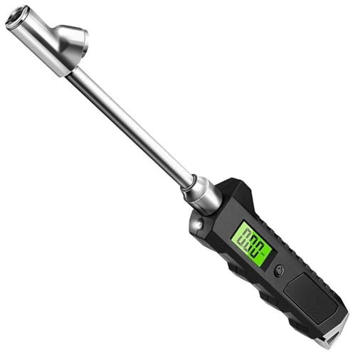 Manometro Digitale per la Pressione dei Pneumatici 230 PSI a Doppia Testa in Acciaio Inossidabile per Camion LCD, Torcia elettrica, Tester per Veicoli(Black)