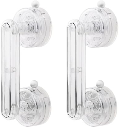 Transparent Non-Piercing Suction Grab Bar Heavy-Duty Waterproof Safety Handle for Bathroom, Shower Doors, Windows & Kitchen, Removable Handrails (2)