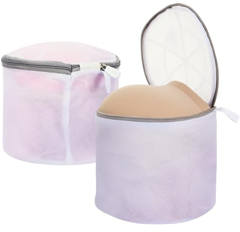2 unidades de malla para la colada con sujetador y bolsa de lavandería pequeña, bolsa de lavandería de viaje, red de lavado redonda, con cremallera para sujetadores, calcetines, ropa interior