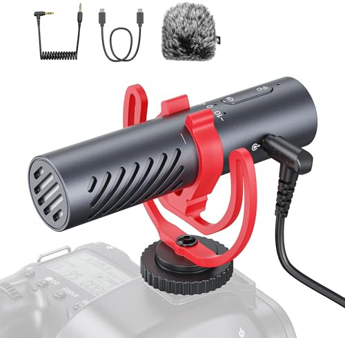 BOYA BY-MM1 AI On-Camera Shotgun Mic with AI Noise Cancellation, APP Control with EQ Presets & Gain, Supercardioid Pickup, 30Hrs Battery, Dual 3.5mm/USB-C, Microphone for Camera, DSLR, iPhone, Android