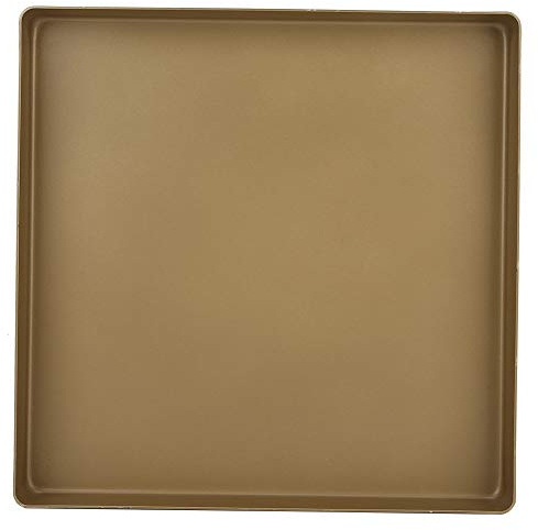 Gucagle Gold Aluminum Alloy Non Stick Baking Tray Pizza Tray Square Shape Baking Tool for Kitchen Baking Room Cake Shop 28x28x3cm Dishwasher Safe