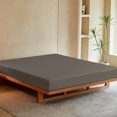 THXSILK Seiden Spannbettlaken 180x200 cm Dunkelgrau, 15% Maulbeerseide und 85% Modal mit Rundumgummi, Oeko-Tex Zertifiziert, Kühlend Hypoallergen, Matratzenhöhe bis 30 cm