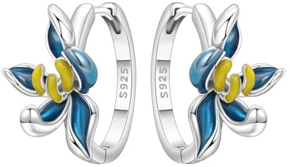 Cycuff 925 Sterling Silver Hoop Earrings Colorful Cubic Zirconia Jewelry Drop Earrings for Women Set Earring Presents for Her