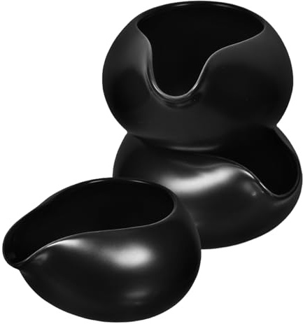 EXAOMBLE Set 3 Pezzi Bricco Latte in Ceramica Nero Mini Design Vintage per Ristorante Occidentale, Dispenser Bibite Rubinetto per Sciroppo Caldo
