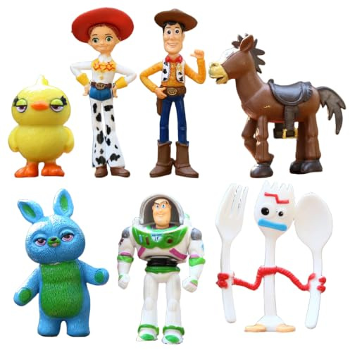 Sinmaklin Classic Mini Figures Set, Plastic Cake Toppers, 7Pcs Cartoon Figurines for Birthday Cupcake Decorations, Party Favors Goodie Bag Fillers