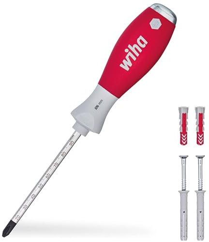 Wiha Dübellochschläger Set SoftFinish® 5 tlg. I 6 mm Rundklinge I mit 4 Dübeln I Schnelles, Sauberes Arbeiten - Inklusive Tiefenmessung (41289)
