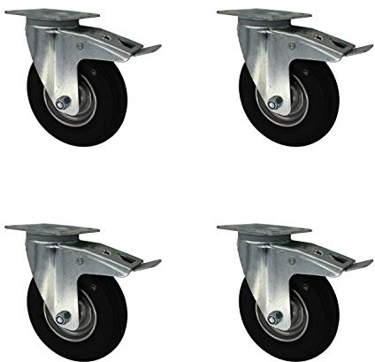 4 Stück 200 mm Luftbereifte Räder Rollen Transportrollen Lenkrollen Totalstop TK 300 kg