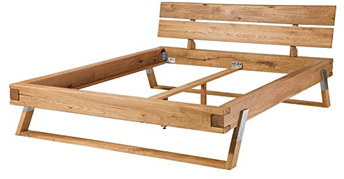 MASSIVMOEBEL24.DE Balkenbett Salzburg #101 Zürich Balkeneiche massiv